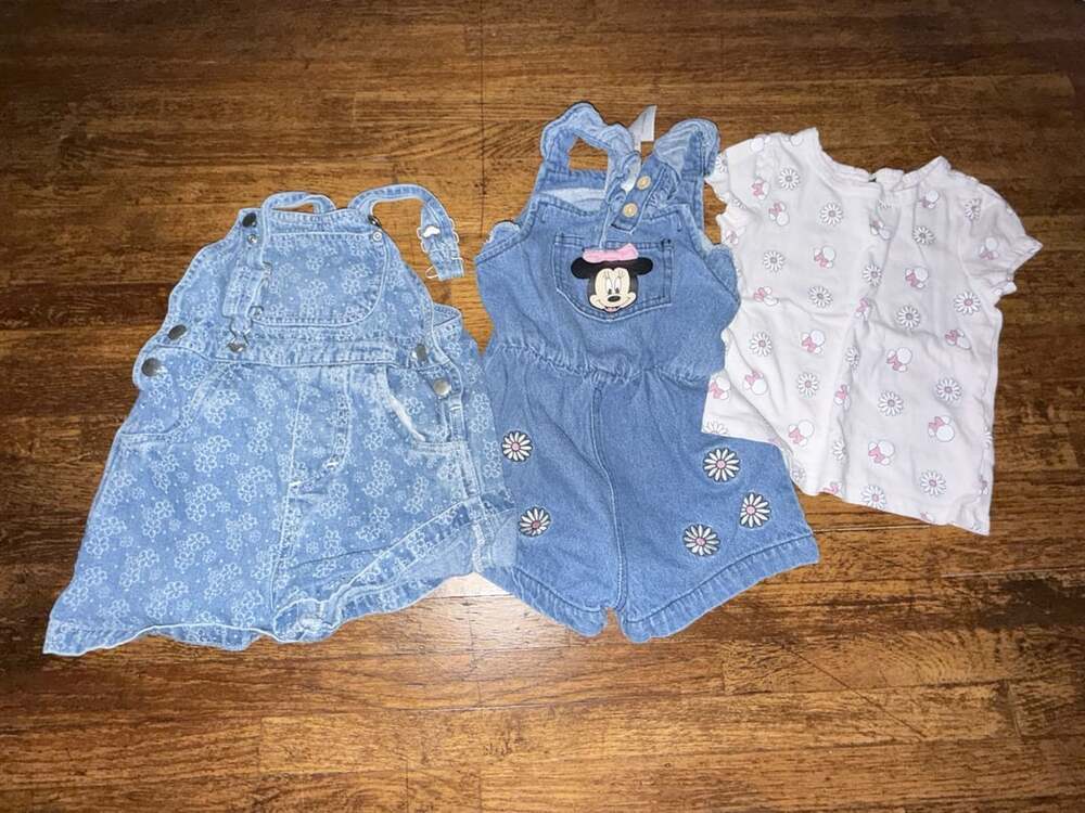 Disney Minnie Mouse Denim Overalls And Shirt Set